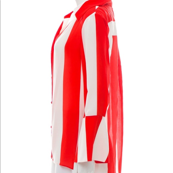 Alice & Olivia silk red and white striped top - Picture 5 of 9
